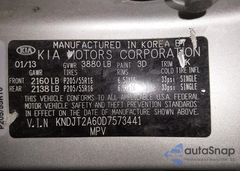 2013 Kia Soul + z USA, uszkodzony, nr VIN KNDJT2A60D7573441